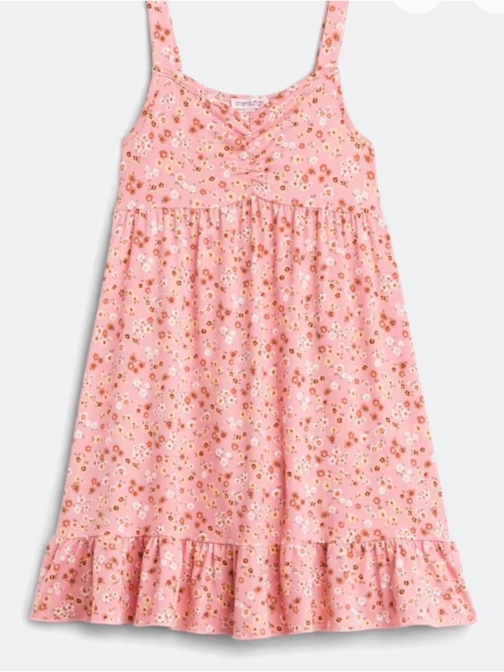 Pink Floral Ruffle-Trim Girls' Babydoll Sundress